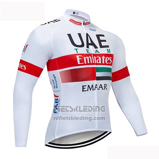2019 Fietskleding UCI Wereldkampioen Uae Wit Rood Lange Mouwen en Koersbroek